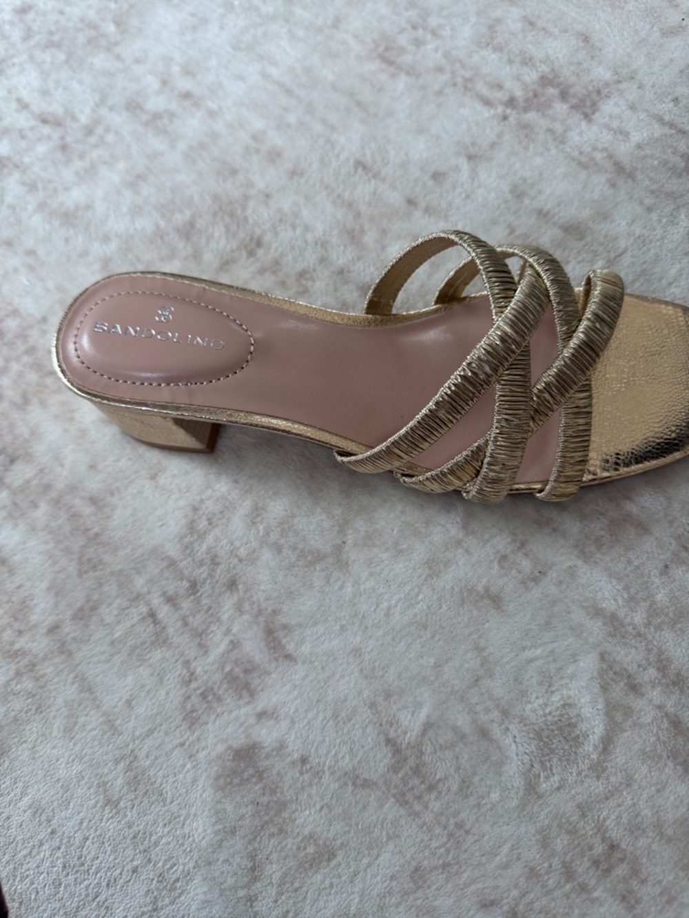 Bandolino Gold Metallic Strappy Low Block Heel Mule
